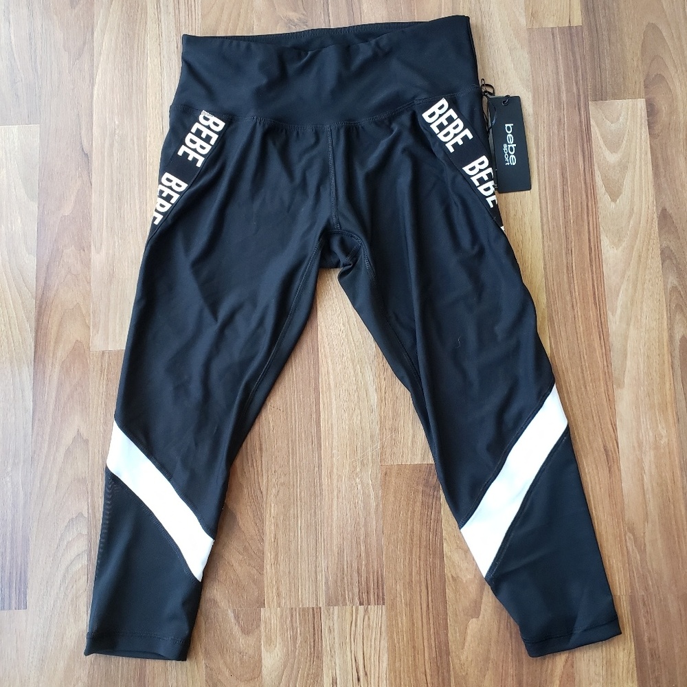 Bebe Black Leggings w/ Mesh Detail